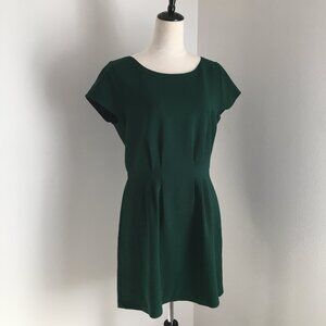 MADEWELL Green Short Cap Sleeve Pockets Shift/Sheath Dress